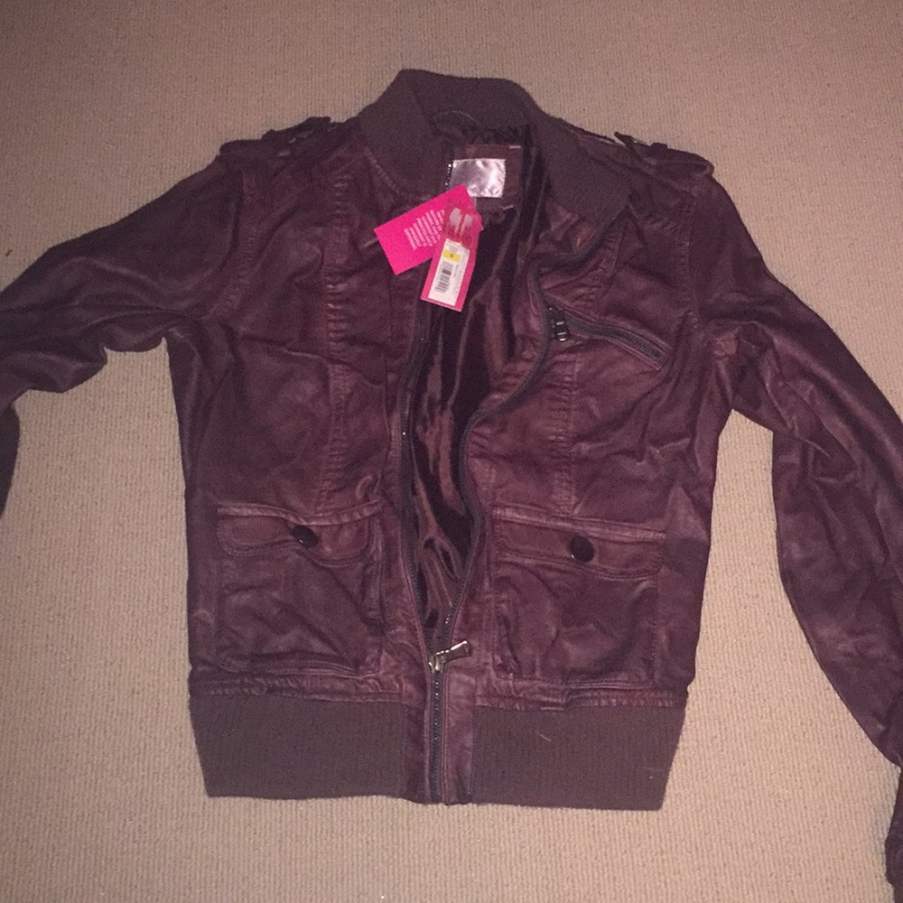 BRAND NEW brown “leather” jacket